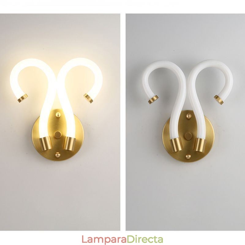Lámpara de pared moderna con diseño creativo de cuerno de oveja de cobre, 2 luces