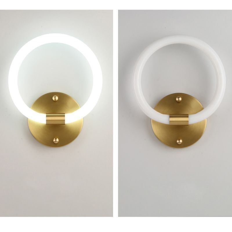 Apliques de pared modernos con anillo redondo y atenuación tricolor