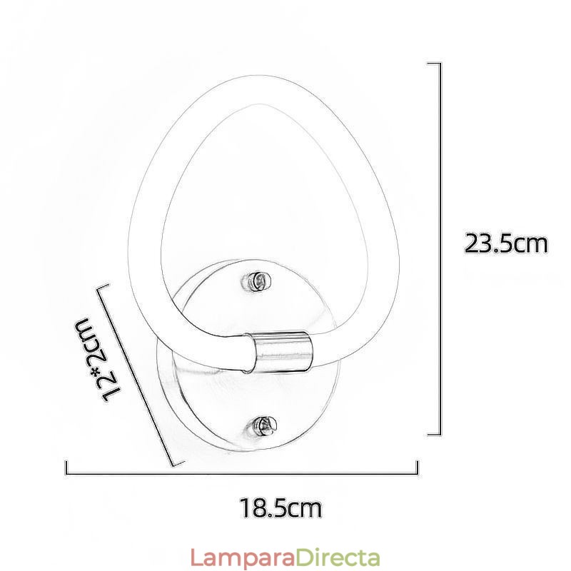 Aplique de pared moderno para interiores con forma de corazón