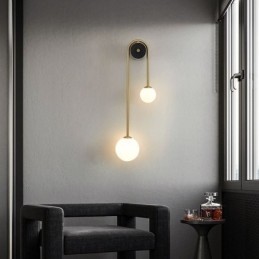 Aplique de pared de vidrio con forma de globo, iluminación moderna de latón.