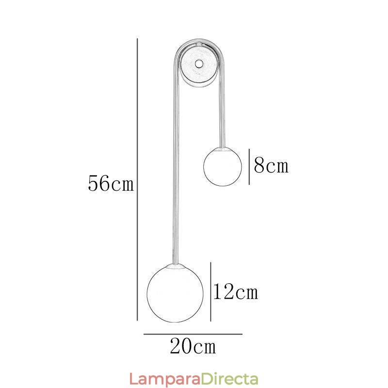 Aplique de pared de vidrio con forma de globo, iluminación moderna de latón.