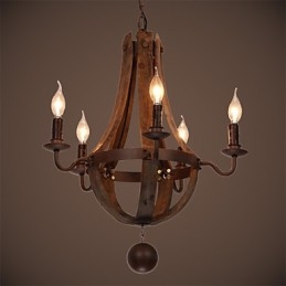 Lámpara de araña de 5 luces, estilo vintage, retro, estilo campestre, para salón o comedor, de metal.