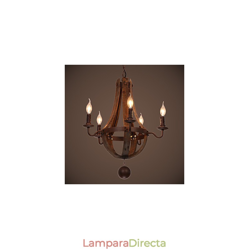 Lámpara de araña de 5 luces, estilo vintage, retro, estilo campestre, para salón o comedor, de metal.