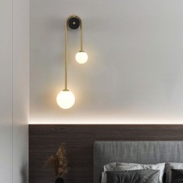 Aplique de pared de vidrio con forma de globo, iluminación moderna de latón.