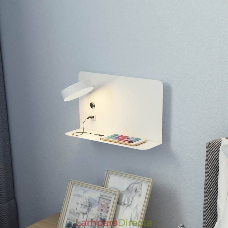 Lámpara de pared giratoria con puerto de carga USB