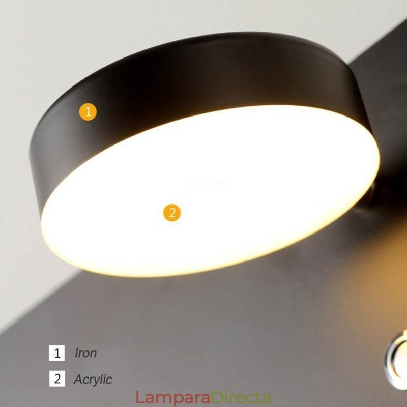 Lámpara de pared giratoria con puerto de carga USB