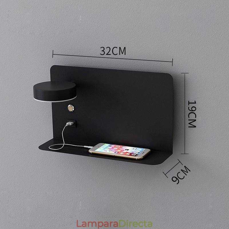 Lámpara de pared giratoria con puerto de carga USB