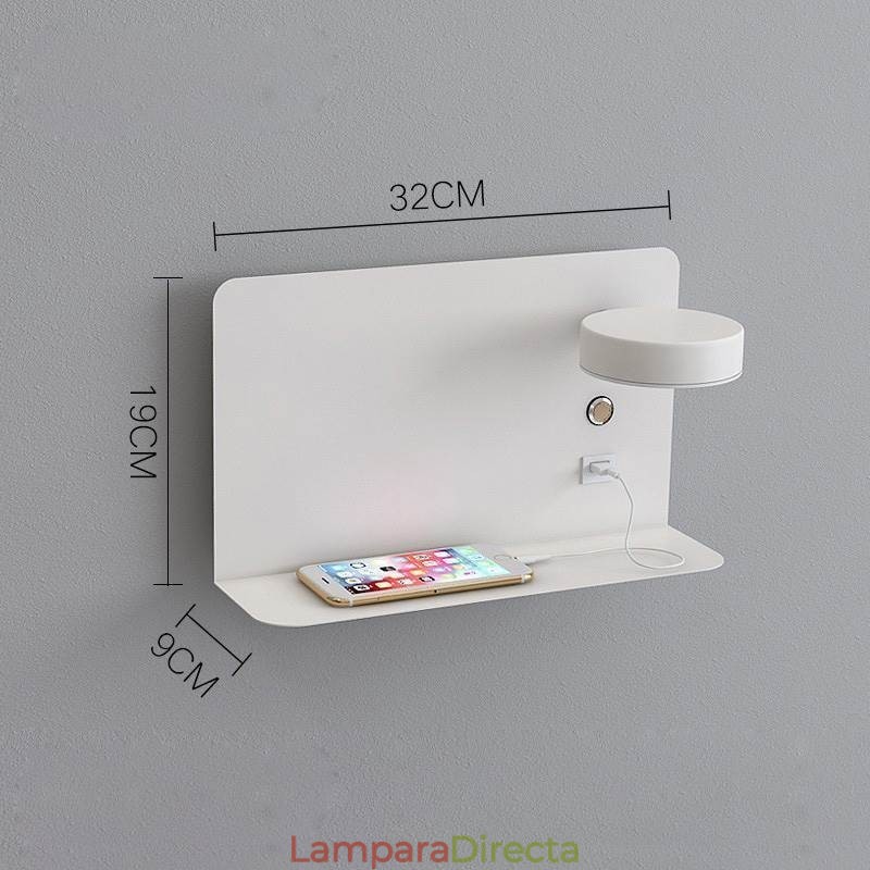 Lámpara de pared giratoria con puerto de carga USB