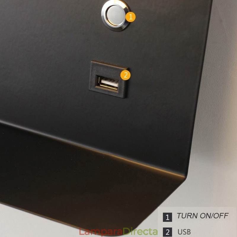 Lámpara de pared giratoria con puerto de carga USB