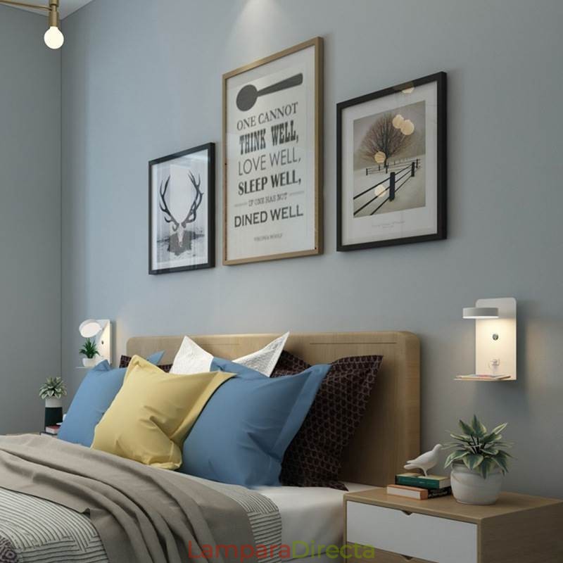 Lámpara de pared giratoria con puerto de carga USB