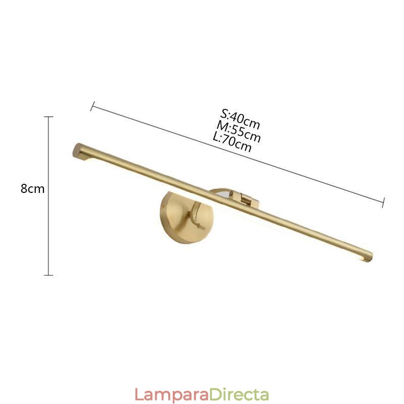 Lámpara de pared de acrílico y latón con luz frontal de espejo nórdico