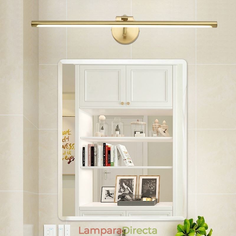 Lámpara de pared de acrílico y latón con luz frontal de espejo nórdico