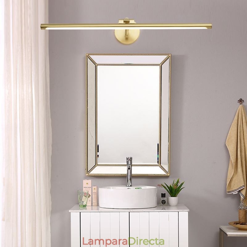 Lámpara de pared de acrílico y latón con luz frontal de espejo nórdico