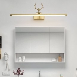 Lámpara de pared nórdica de latón con espejo y luz frontal