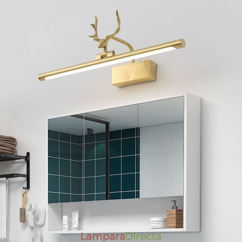 Lámpara de pared nórdica de latón con espejo y luz frontal