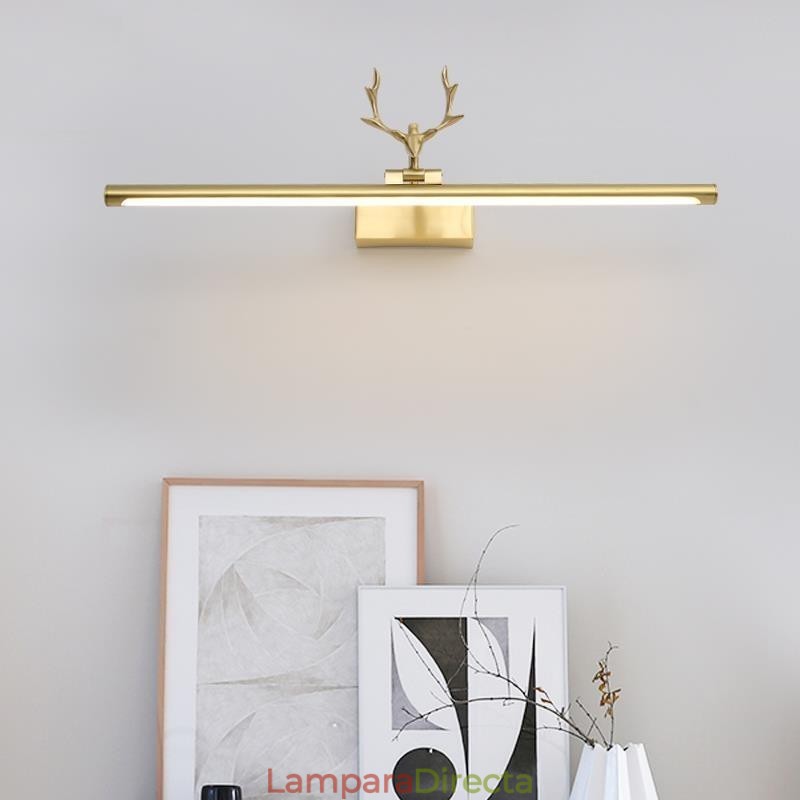 Lámpara de pared nórdica de latón con espejo y luz frontal