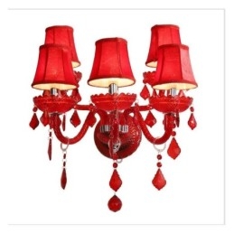 Aplique de pared de cristal europeo de color rojo