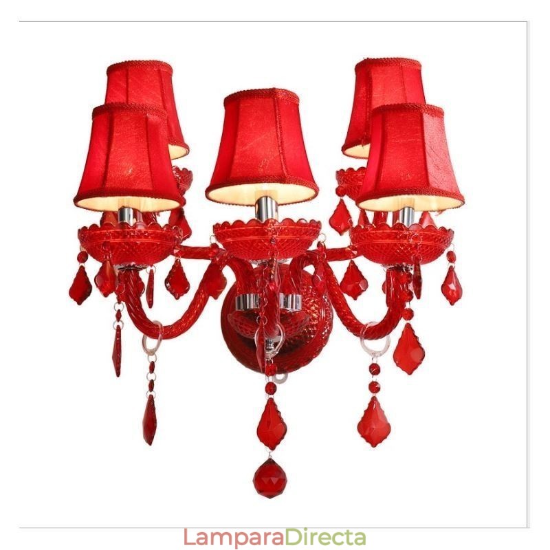 Aplique de pared de cristal europeo de color rojo