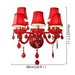 Aplique de pared de cristal europeo de color rojo