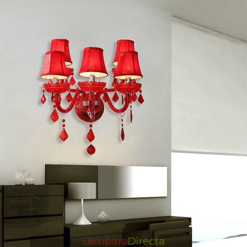 Aplique de pared de cristal europeo de color rojo