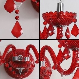 Aplique de pared de cristal europeo de color rojo