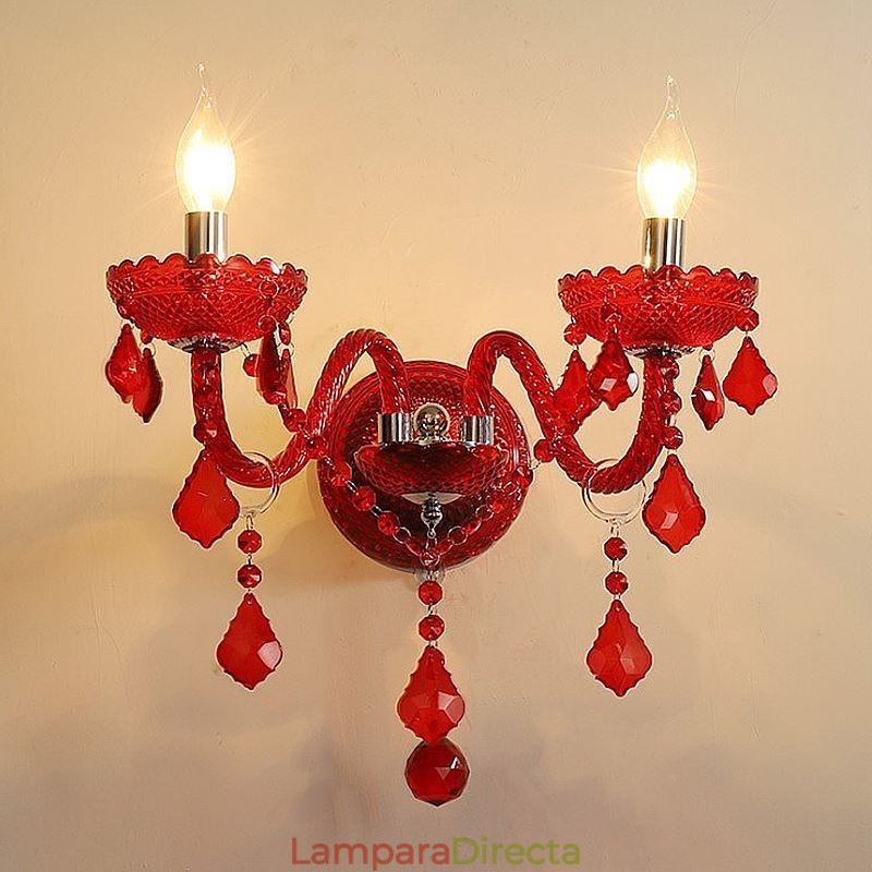 Aplique de pared de cristal europeo, color rojo