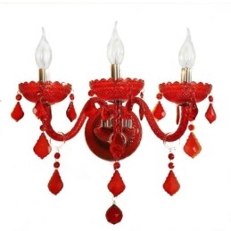 Aplique de pared de cristal europeo, color rojo