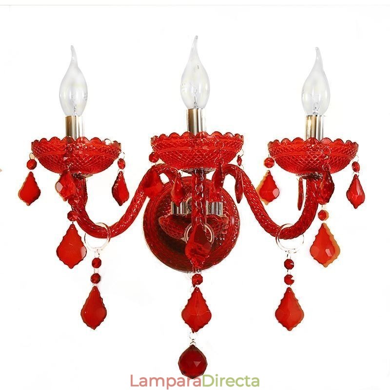 Aplique de pared de cristal europeo, color rojo