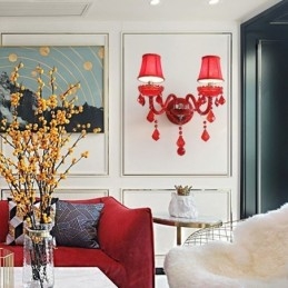Aplique de pared de cristal europeo, color rojo