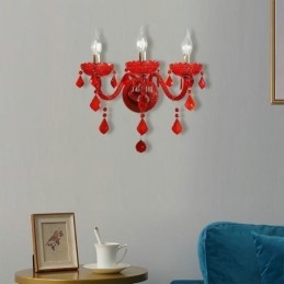 Aplique de pared de cristal europeo, color rojo