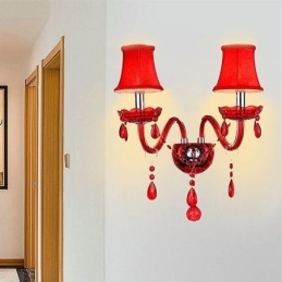 Aplique de pared europeo de cristal color rojo