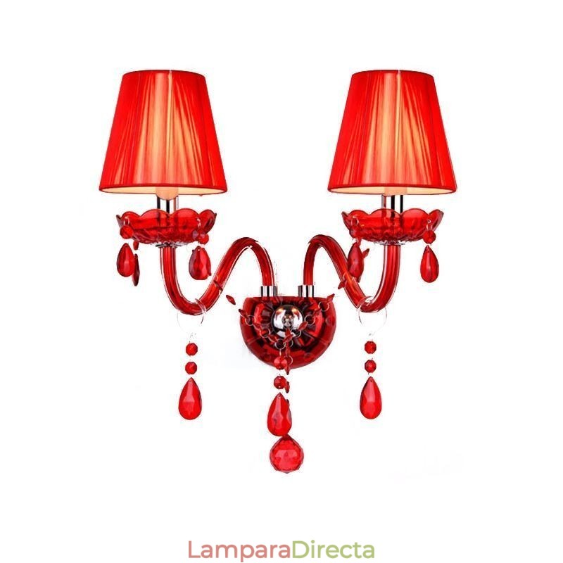 Aplique de pared europeo de cristal color rojo