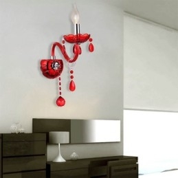 Aplique de pared europeo de cristal color rojo
