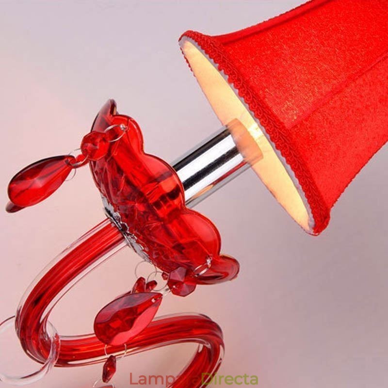 Aplique de pared europeo de cristal color rojo
