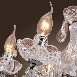 Lámpara de techo cromada Upligh, luz de vela, accesorio acrílico, lámpara colgante