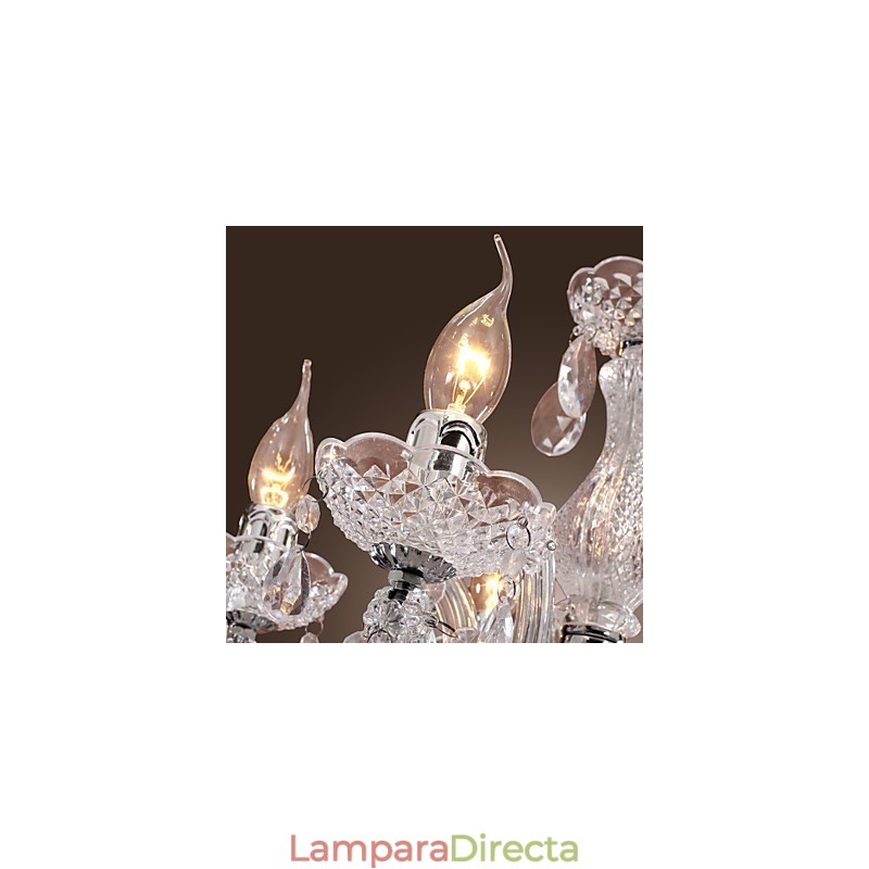 Lámpara de techo cromada Upligh, luz de vela, accesorio acrílico, lámpara colgante