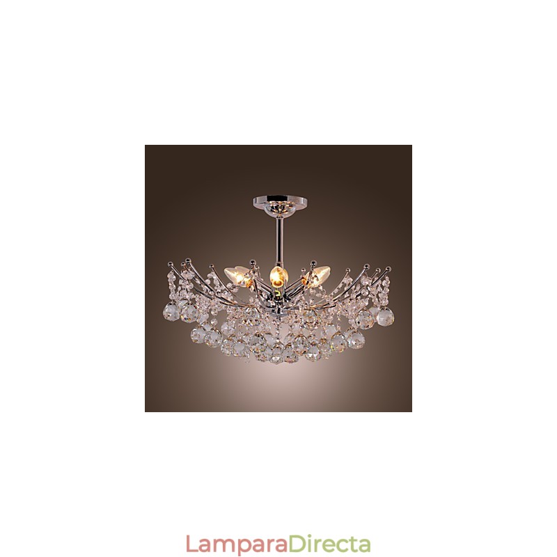 Lujosa lámpara colgante de cristal con 6 luces