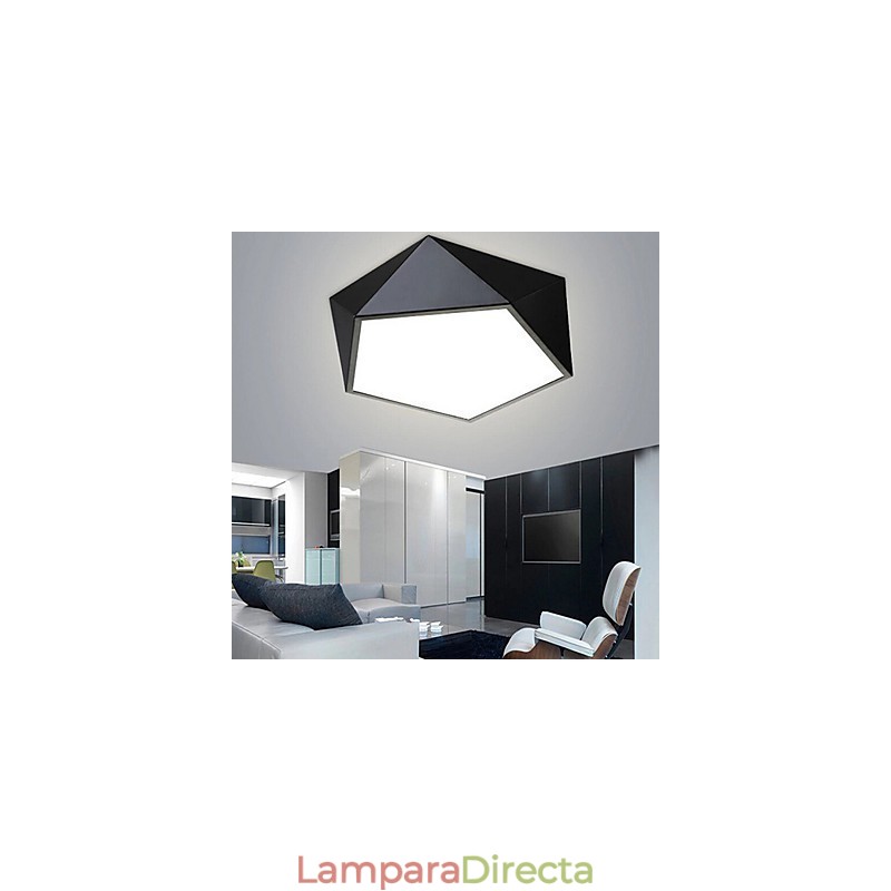 Lámpara de techo moderna con luz nocturna montada en color blanco cálido y blanco.