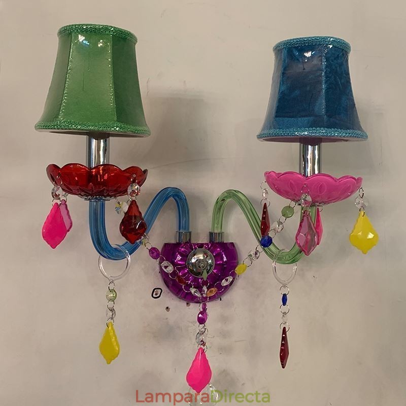 Aplique de cristal colorido europeo de dos luces para pared de pasillo