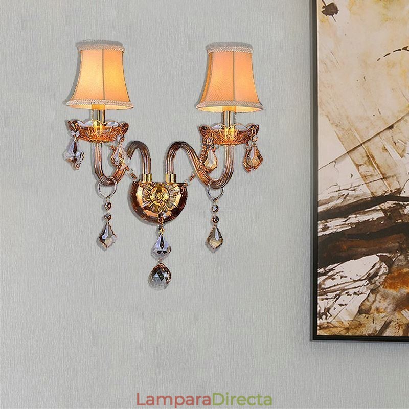 Aplique de cristal europeo elegante de dos luces para escaleras