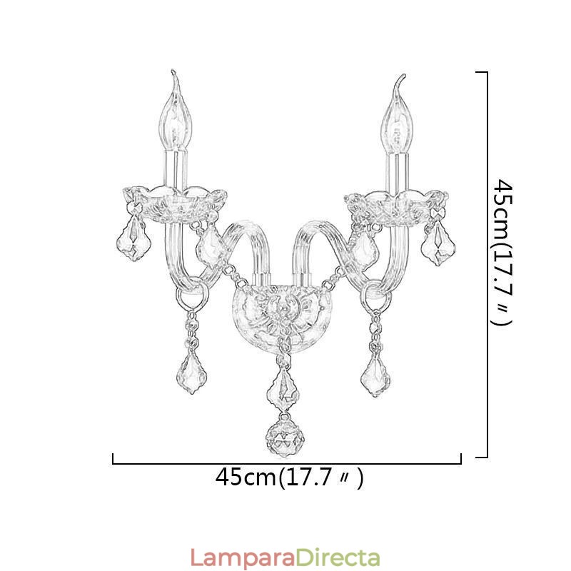 Aplique de cristal europeo elegante de dos luces para escaleras