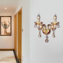 Aplique de cristal europeo elegante de dos luces para escaleras