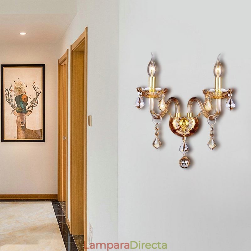 Aplique de cristal europeo elegante de dos luces para escaleras