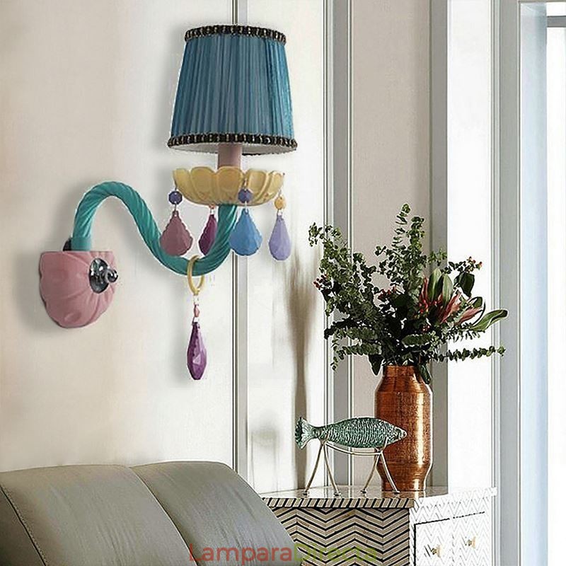 Aplique de pared de cristal europeo Macaron de colores