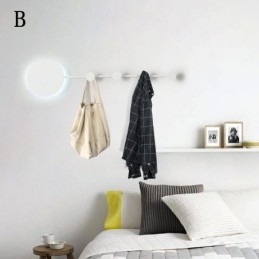 Lámpara de pared moderna circular con gancho negro, iluminación de mesita de noche
