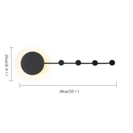 Lámpara de pared moderna circular con gancho negro, iluminación de mesita de noche