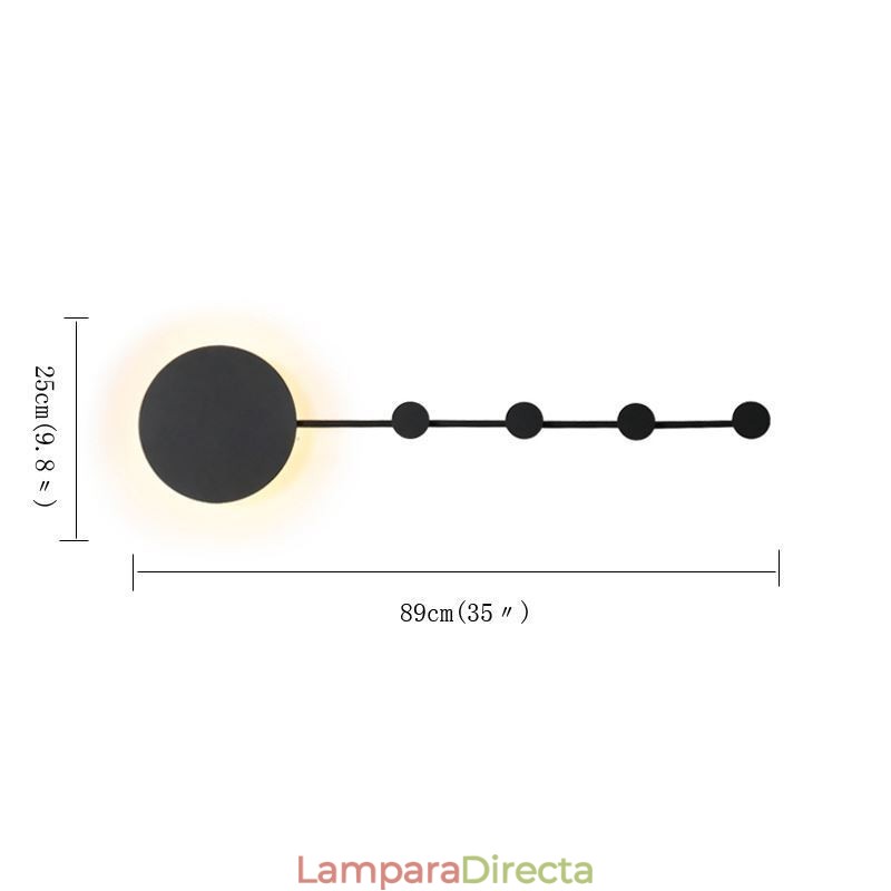 Lámpara de pared moderna circular con gancho negro, iluminación de mesita de noche