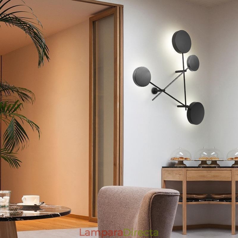 Aplique de pared moderno con forma geométrica de hierro