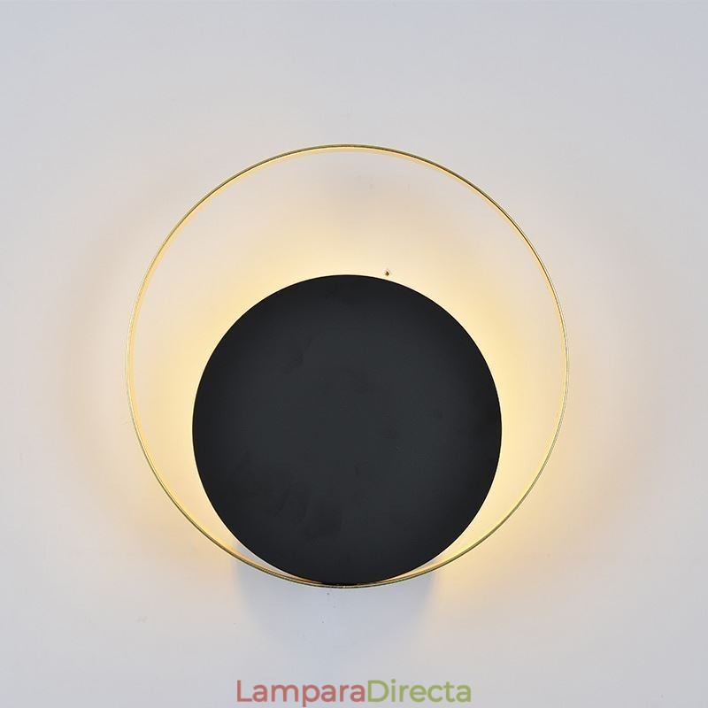 Aplique de pared de estilo moderno, circular, negro, lámpara creativa, iluminación de noche