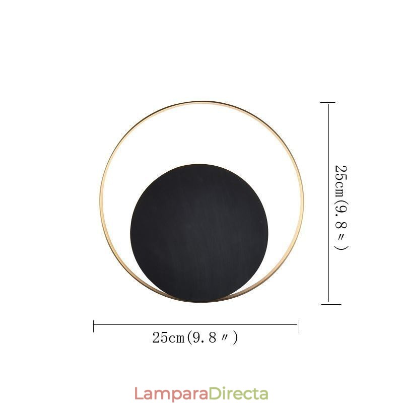 Aplique de pared de estilo moderno, circular, negro, lámpara creativa, iluminación de noche